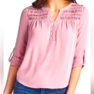 NWT $68 CITRUS MAUVE BLUSH PINK LONGSLEEVE 3/4 BLOUSE SIZE LARGE